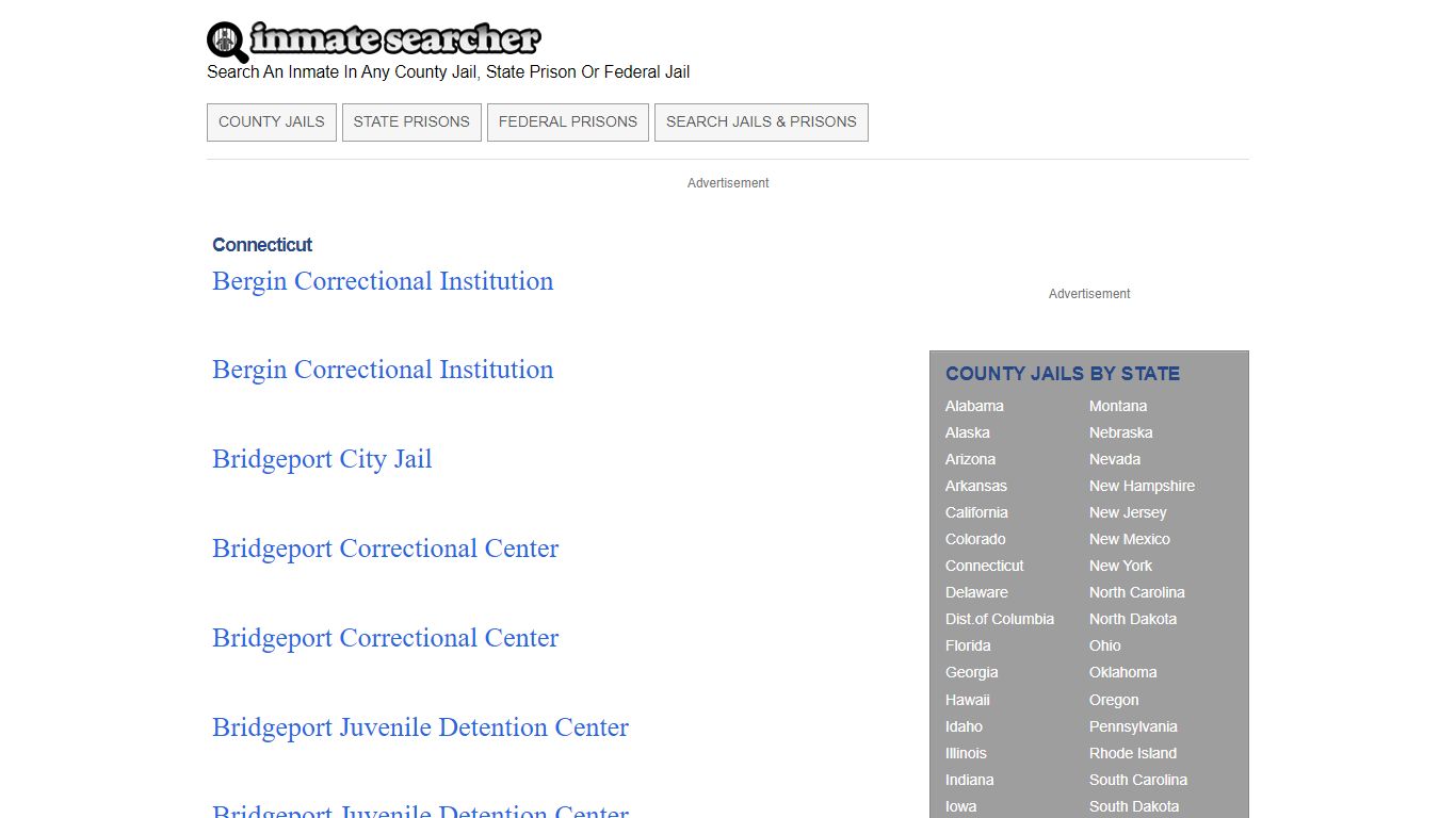 Connecticut County Jails, City Jails, State & Federal Prisons - Inmate ...